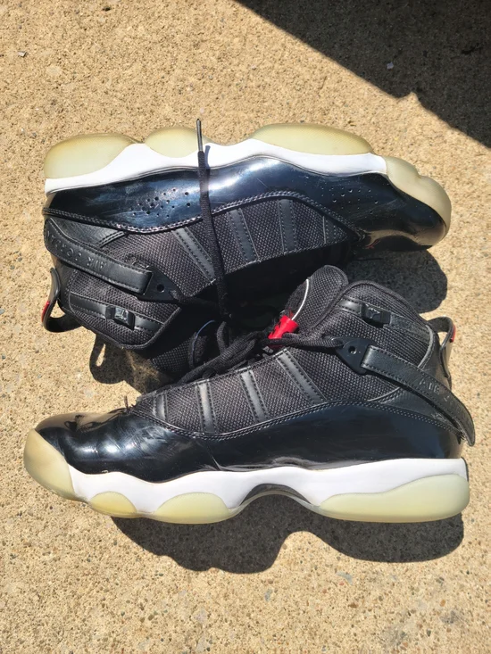 Nike Air Jordan 6 Rings Black Red Size 11 Retro Basketball Sneakers - Picture 1 of 7